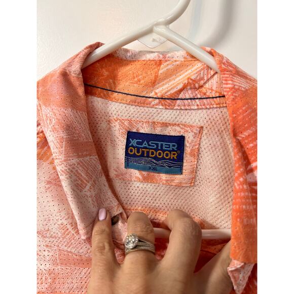 XCaster Outdoor Men's Fish Waves Bealls Button-Down Shirt Orange Size XXL - Picture 6 of 10